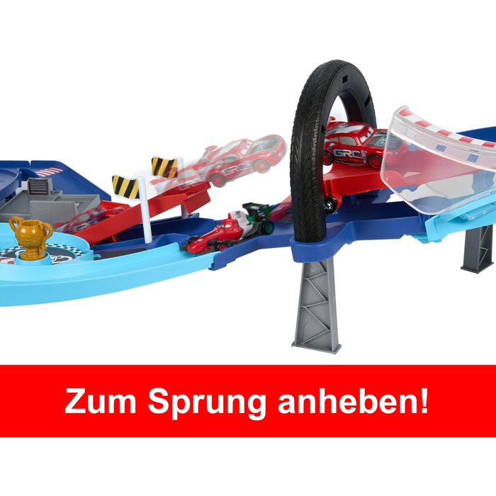 Ігровий набір Mattel Disney та Pixar Cars з 2 іграшковими машинками, Блискавка МакКвін та Франческо Бернуллі, гоночний трек GRC з