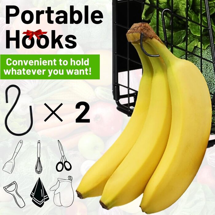 Магнітна підставка для холодильника Ofiray-home з дерев&39яною кришкою - Великий металевий кошик для фруктів, цибулі, картоплі та організації комори - Магнітна підставка для спецій для холодильника 1