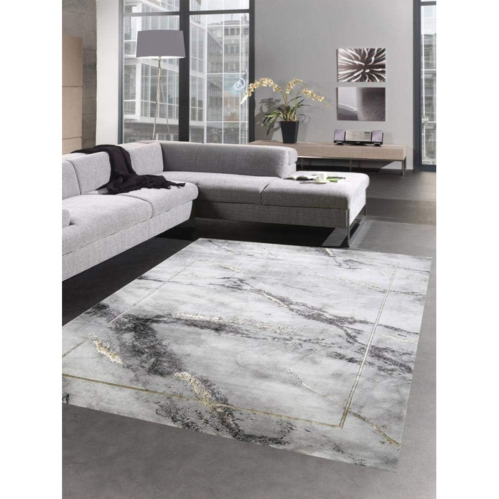 Килим сучасний дизайнерський килим мармуровий вигляд сіре золото розмір 240 x 340 см