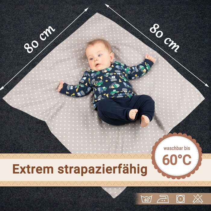 Набір з 10 муслінових серветок для відрижки розміром 80x80 см з бавовни - приємні для шкіри муслінові серветки з милими зірочками