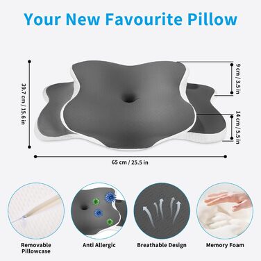 Подушка з піни з ефектом пам&39яті, ергономічна подушка для підтримки шиї, подушка для голови, подушка для сну на боці, подушка для підтримки шиї для сну на боці, спині та животі