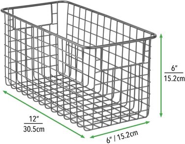 Набір mDesign з 2 універсальних кошиків з металевого дроту - Гнучкий кошик для зберігання для кухні, комори тощо. - Компактний та універсальний дротяний кошик з ручками - Сірий