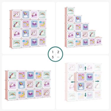 Стелаж з 16 кубиками, шафа для зберігання дитячих речей, шафа з дверцятами, пластикова підставка для взуття, вставна полиця, багат