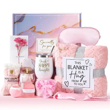 Подарунки для жінок, подарунок на день народження для жінок, подарунковий набір для дівчини на день народження з 12 предметів, включаючи ізольовану кружку з фланелевою кришкою, ідеї подарунків для мами, сестри, колег, релаксація у ванні