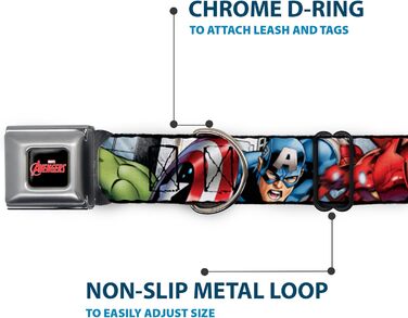 Нашийник для собак Buckle-Down AVD Marvel Avengers, розмір M (11-17 дюймів), ширина 2.5 см