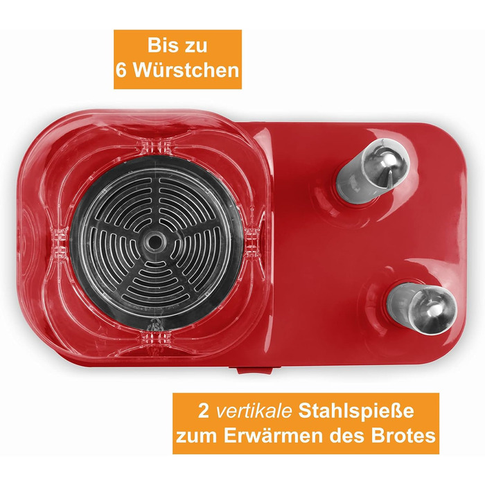 Машина для приготування хот-догів на 6 сосисок - Машина для приготування хот-догів зі знімним контейнером для підігріву - Підігрівач ковбас з шампурами з нержавіючої сталі для підігріву булочок - 340 Вт
