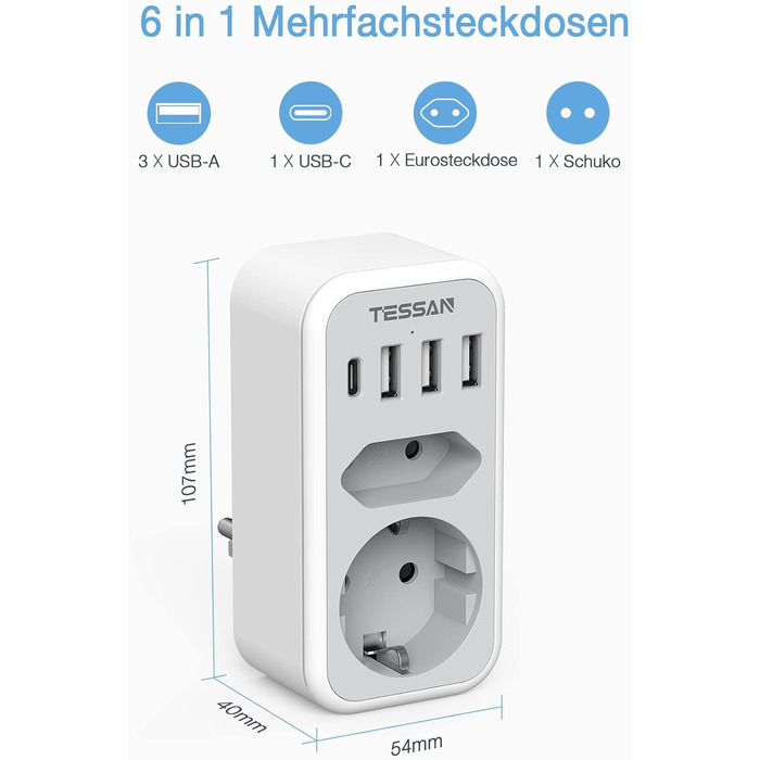 Подвійна вилка для розетки USB, багаторозеткова розетка з 4 вилками живлення USB, адаптер для розетки 2-місний вилка з USB, багато
