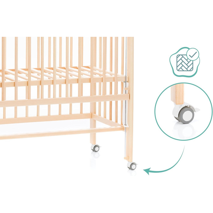 Ексклюзивне приліжкове ліжечко Fillikid Nino 3-в-1 Дитячі ліжечка з букового дерева Дитяче ліжко, додаткове ліжко з 5-рівневим регулюванням висоти Колиска від народження з великою спальною зоною