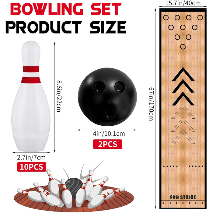 Міні-набір для боулінгу KEAGAN, повна ігрова доріжка для боулінгу, набір для боулінгу в приміщенні/на вулиці, набір для боулінгу з доріжкою для боулінгу, кеглями та кулею, набір для гри в боулінг для спорту, взаємодії та дозвілля