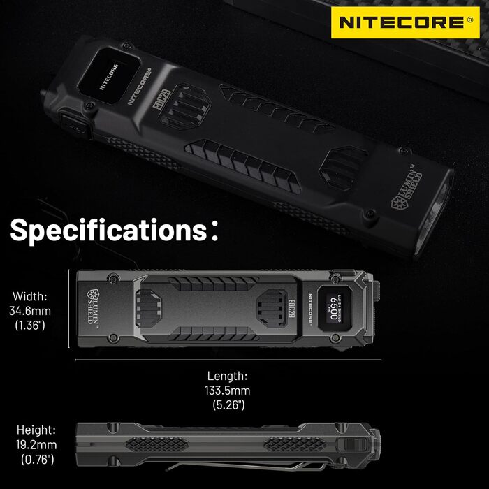 Ліхтарик Nitecore EDC29 EDC, ультратонкий, високопродуктивний, 6500 люмен, з висувним кільцем для ключів, чорний