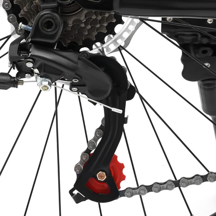 Дюймовий гірський велосипед з 21-швидкісною коробкою передач, підходить для хлопчиків та дівчаток, передні та задні дискові гальма, регульоване сидіння для гірських пригод та їзди містом, чорний, 26-