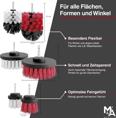 Щітка для акумуляторної дрилі м'які та жорсткі щітки Миттєво очищає автомобіль, оббивку, колісні диски, ванну кімнату - щітка для