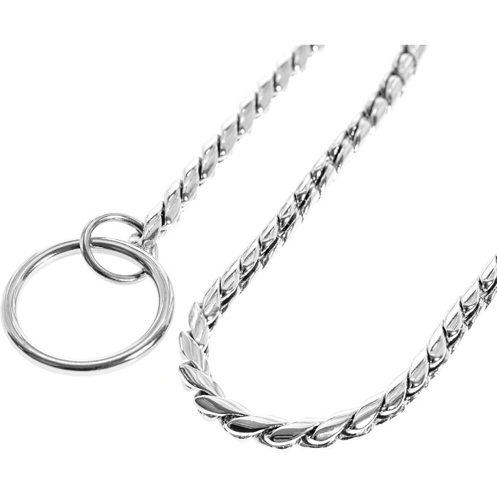 Нашийник для собаки з масивною ланцюгом Змія з карабіном з хромованої латуні розмір XL 0,5 см довжина 65 см, сірий XL - 0,5 смДовжина 65 см