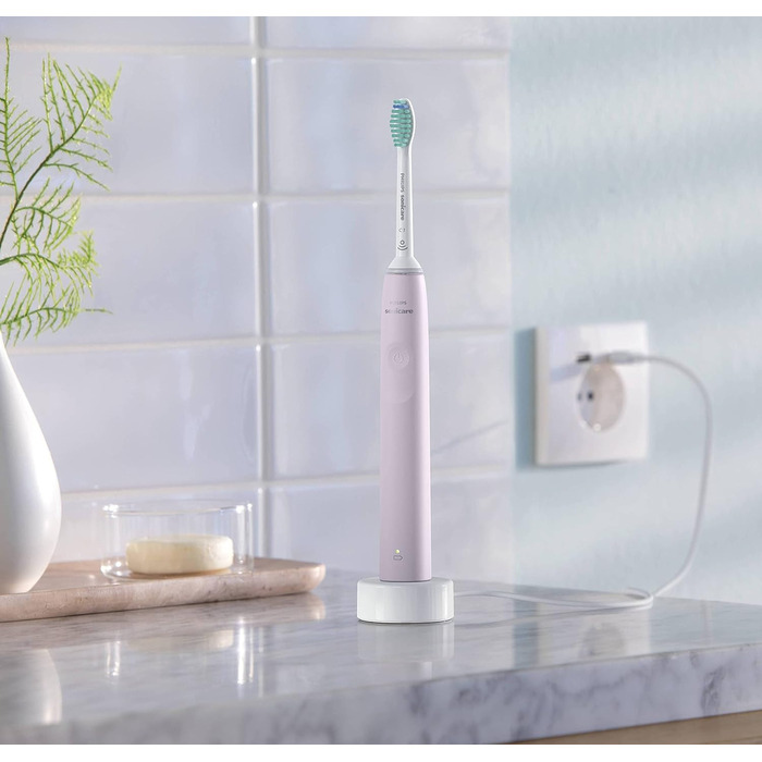 Звукова електрична зубна щітка Philips Sonicare серії 3100 із вбудованим датчиком тиску, SmarTimer і QuadPacer, HX3671/11, рожева одинарна