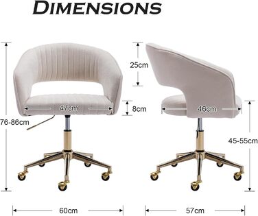 Регульоване офісне крісло Chairus з шенілу для домашнього використання, обертове комп&39ютерне крісло, сучасне туалетне крісло, письмове крісло з відкритою спинкою (бежевий)