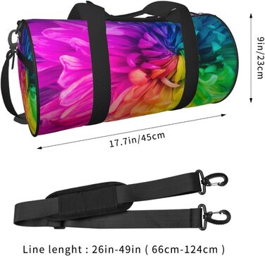 Спортивна сумка для подорожей, красивий веселковий принт з квітами та хризантемами, сумка на нічліг, чорний колір, універсальний розмір