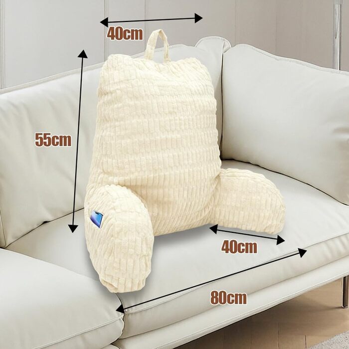 Подушка для читання CEWROM зі спинкою для дорослих, 80 * 40 * 55 см, ідеально підходить для підтримки спини, комфортна подушка для читання на ліжку, дивані або підлозі (бежевий)