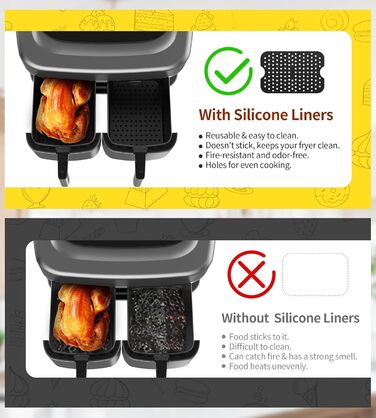 Аксесуари для фритюрниці Ninja AF500EU, подвійна фритюрниця 10 шт. Аксесуари для Ninja Foodi FlexDrawer 10.4 л з вкладишами та стійками