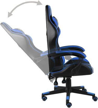 Ігрове крісло LAPOOH, офісне крісло, ігрове крісло, письмове крісло, обертове крісло, чорно-синя штучна шкіра