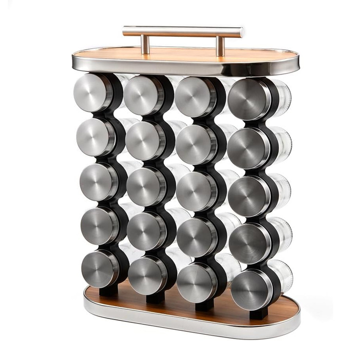 Органайзер для спецій, 20 склянок для зберігання спецій з ручкою для кухонної комори