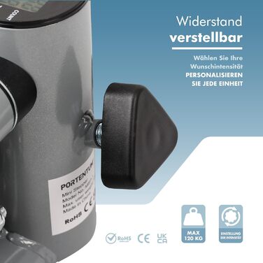 Міні-степер PORTENTUM для домашнього використання з еспандерами та РК-дисплеєм, 5 функцій Stairmaster 3-в-1 для ніг та рук Регульована інтенсивність Фітнес-пристрій для сходів, компактно зберігається