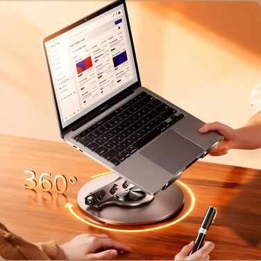 Підставка для ноутбука з регульованою висотою та поворотною базою на 360, компактна підставка-тримач для ноутбуків, сумісна з MacBook Air, Pro та ноутбуками 10-17,3 дюймів