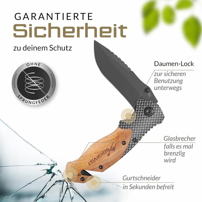 Складаний ніж BERGKVIST K19 (одноручний) з дерев'яним руків'ям та титаном для активного відпочинку та виживання - кишеньковий ніж