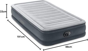 Надувне ліжко Intex Twin Comfort-Plush з Fiber-Tech RP, надутий розмір 99 см x 191 см x 33 см (67766ND)