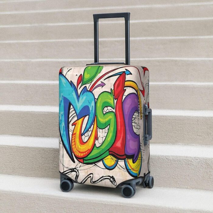 Чохол для валізи Музичний графіті, еластичний захист від подряпин, розмір 95