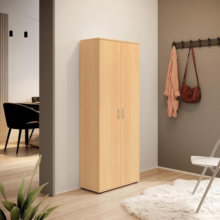 Шафа для взуття TALENT 3, висока, під бук - Універсальна багатофункціональна шафа з регульованими полицями - 70 x 176 x 35 см (Ш/В/Г)