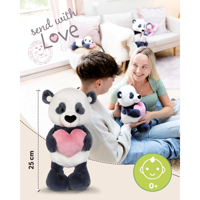 Плюшевий панда NICI Love з серцем 25 см - чорний - М'яка іграшка милий плюшевий ведмедик для обіймів та ігор чудовий подарунок для дітей та дорослих 62609 25 см