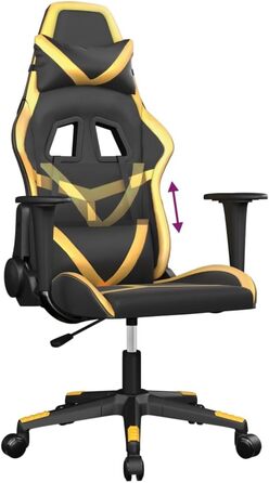 Геймерське крісло, офісне крісло, чорно-золотий колір, штучна шкіра