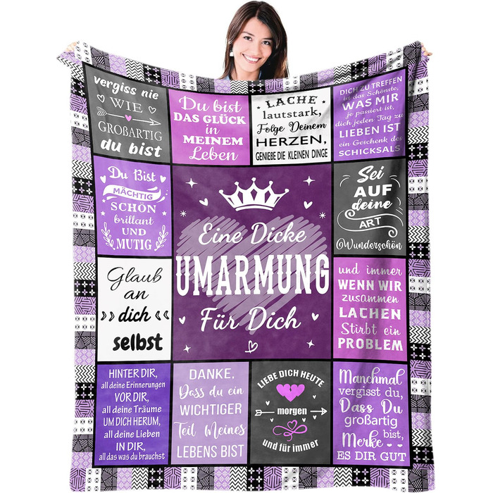 Подарунки для найкращої подруги/друзі плед 150x200 см Теплий плед-обіймач, подарунок для жінки, найкращої подруги Фланелевий плед-обіймач, подарунок для жінки, сестри, дочки, мами на день народження, Різдво, фіолетовий 150x200 см