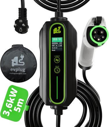 Портативний зарядний пристрій з контролем часу для електромобілів EV PHEV (Тип 1 5м, 3.6кВт 16А) Тип 1 16А 5м хв.