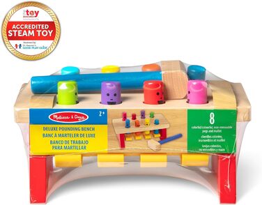 Розкішний верстак Melissa & Doug для вибивання та постукування Навчальна іграшка 2 роки Подарунок для хлопчиків або дівчаток Розкішний верстак (новий)