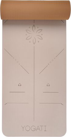 Килимок для йоги, нековзний та товстий, з точками вирівнювання, килимок для вправ для дорослих та дітей, ідеально підходить для пілатесу та фітнесу. Коричневий килимок для йоги