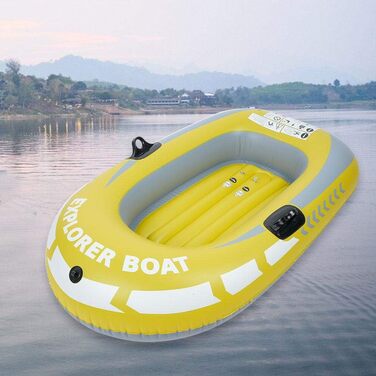 Надувний каяк на 1 особу, ПВХ, жовтий, вантажопідйомність 180 кг, надувний човен для риболовлі, дріфту, дайвінгу з мотузкою