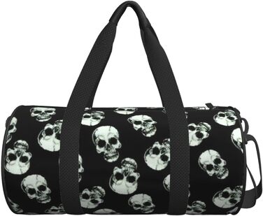 Дорожня сумка Happy Dolphin Runde великої місткості, легка та міцна, ідеальний подарунок для подорожей, відпустки, ділових поїздок та іншого, Чорний череп, універсальний розмір