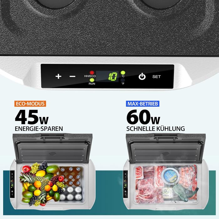 Компресорний холодильник EUHOMY 21 л -2020, 12 В автомобільний холодильник, портативна морозильна камера 12/24 В постійного струму 220-240 В змінного струму, з керуванням за допомогою застосунку для кемпінгу, подорожей, вантажівки, дому