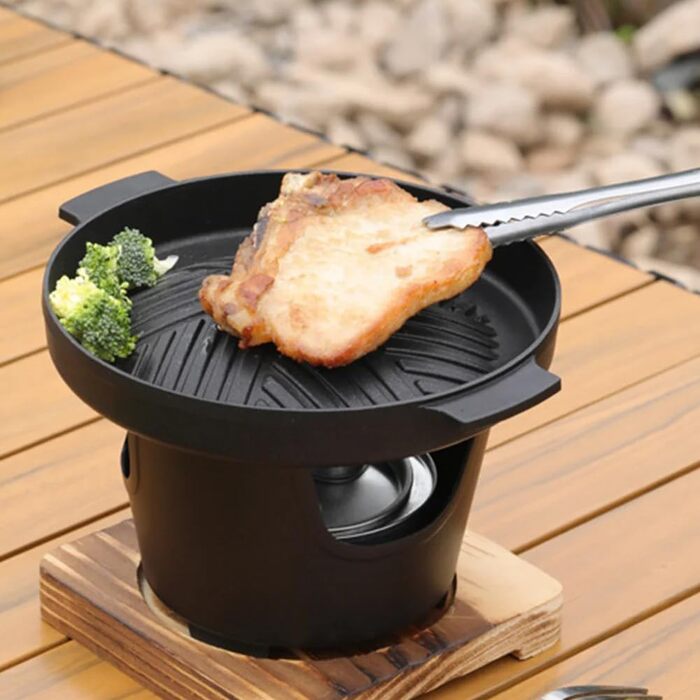 Кемпінговий гриль, чорний міні-стильний антипригарний портативний маленький вугільний гриль для кемпінгу, пікніків, подарунків на новосілля (19,5 см) Hn Bbq18a