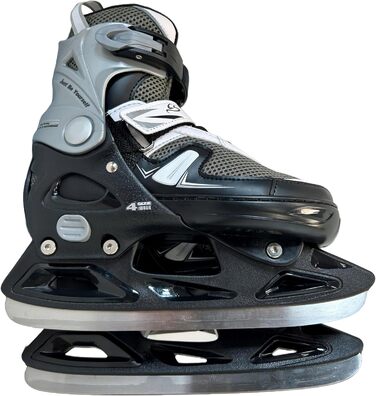 Ковзани Cox Swain Push з регулюванням, взуття для катання на ковзанах для дітей, підлітків та дорослих вагою до 100 кг, попередньо заточене лезо з нержавіючої сталі, м&39який черевик, чорний розмір S (33-36) чорний L (40-43)