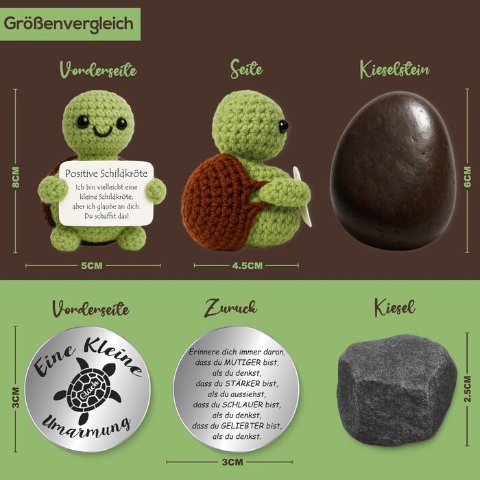 М'яка іграшка Pocket Hug Positive Turtle 7 см, в'язана вовна