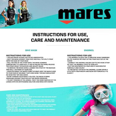 Набір для сноркелінгу Mares Wahoo Neon Combo для дорослих, силіконова маска, напівсуха трубка з клапаном, ідеально підходить для сноркелінгу та підводних досліджень, рожево-білий прозорий