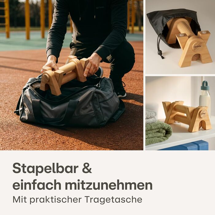 Дерев&39яні ручки для віджимань Praknu - 2 турніки для віджимань та нековзні паралельні елементи з сумкою - Ергономічні турніки для віджимань Calestense, стійки на руках та віджимань - Для використання вдома та на вулиці