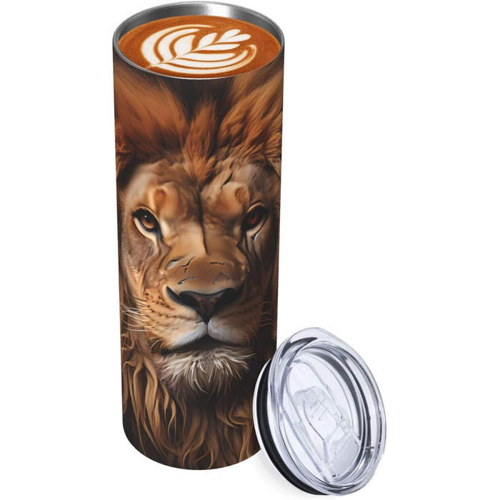 Кухоль з прямою трубочкою, дизайн The Lion&39s Gaze, 590 мл, дорожній кухоль, підходить для кемпінгу, офісу та дому