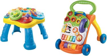 Ігровий стіл Vtech Baby Adventure 12-36 місяців і дитячий візок для ігор і прогулянок ходунки для немовлят з регульованою швидкістю, музикою та знімною ігровою дошкою Для дітей від 12 до 36 місяців Пакувальний набір EasyMail з автошколою