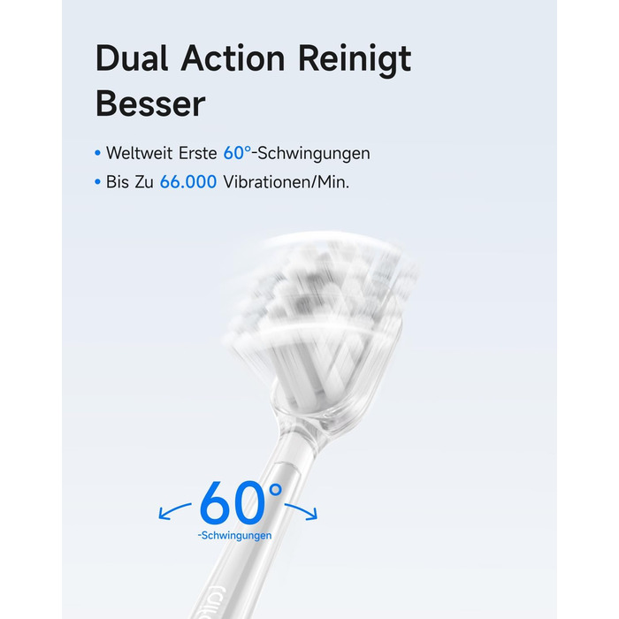 Електрична звукова зубна щітка з осциляціями та вібрацією, 3 насадки, водонепроникна IPX7, дорожня версія (Подарункова коробка з алюмінію, Сірий Космічний)