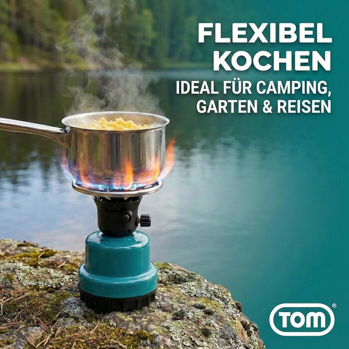 Набір газової кемпінгової плити TOM Adventure з 4 бутановими газовими картриджами 1 пальник п&39єзорозпал картриджна плита для кемпінгу, фестивалів та активного відпочинку або як вугільна запальничка