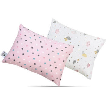 Набір з 2 м'яких подушок з бавовняною наволочкою, дитяча подушка від 1 року, дитяча подушка для дитячого ліжка, дитяча подушка, що