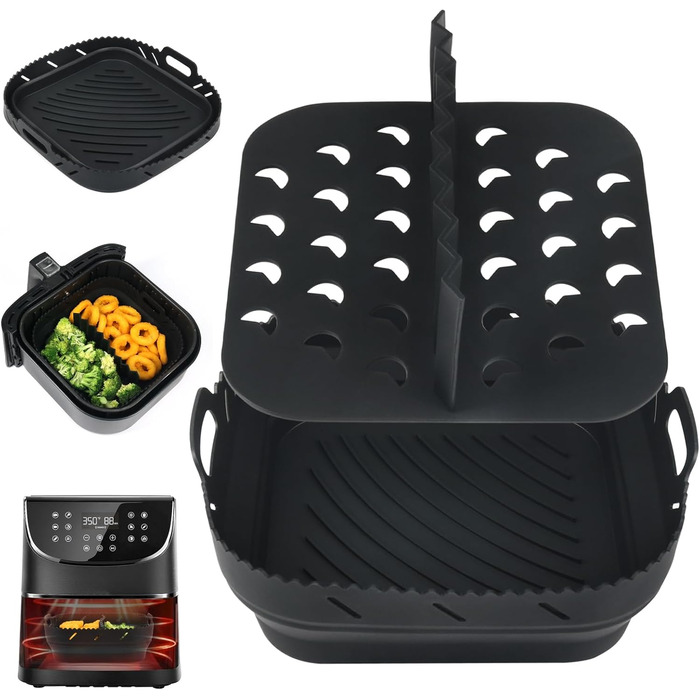 Силіконова форма BYKITCHEN для фритюрниці Ninja Speedi ON400EU/COSORI 5.5 л, аксесуари для фритюрниці для Philips XL 6.2 л, форма для випічки аерофритюрниці з роздільниками для Cecotec/Princess/Tefal